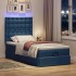 Cama otomana con colchón y luces LED azul 100x200 cm