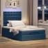 Estructura de cama otomana con colchón tela azul