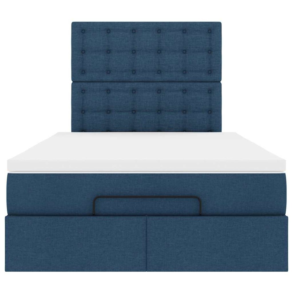 Estructura de cama otomana con colchón tela azul