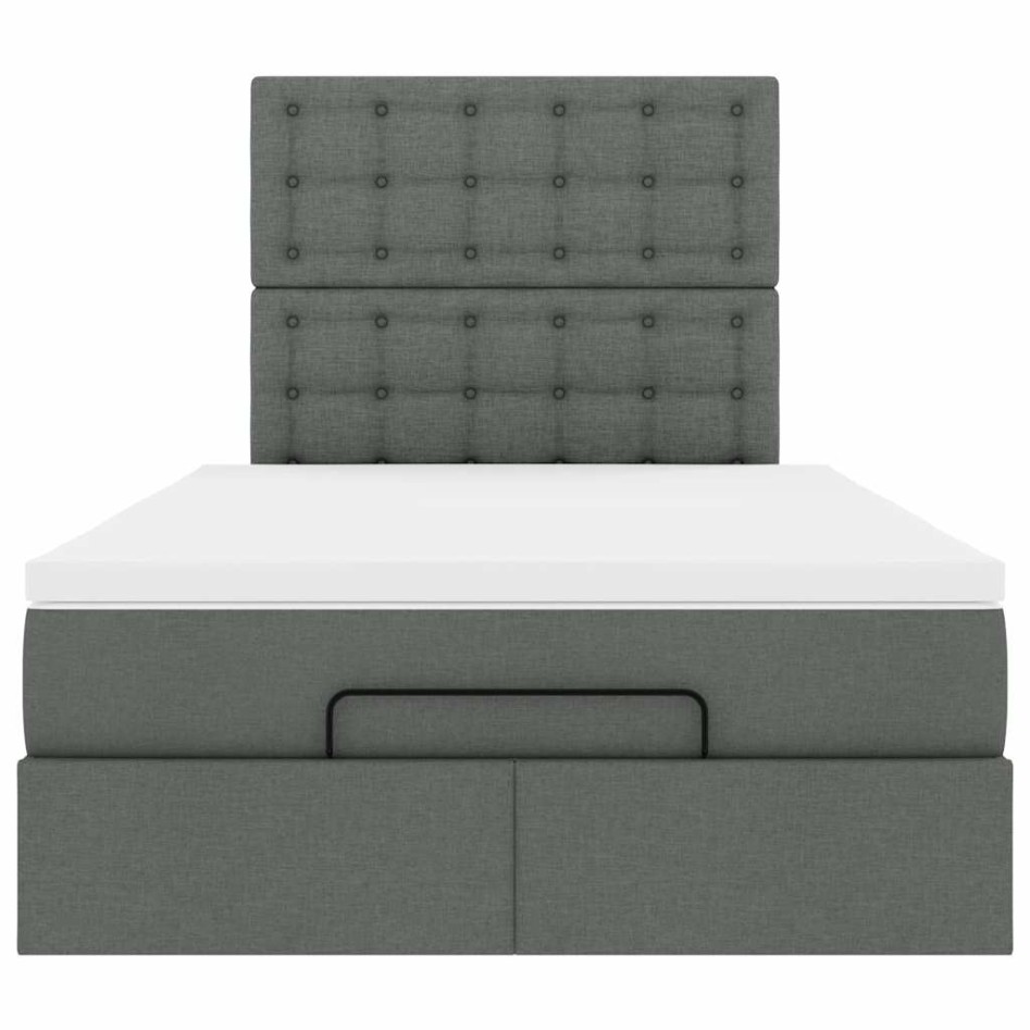 Estructura cama otomana colchón tela gris oscuro