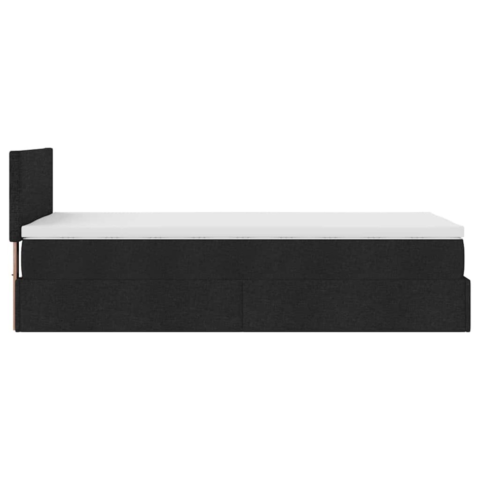 Cama otomana con colchón tela negra 100x200