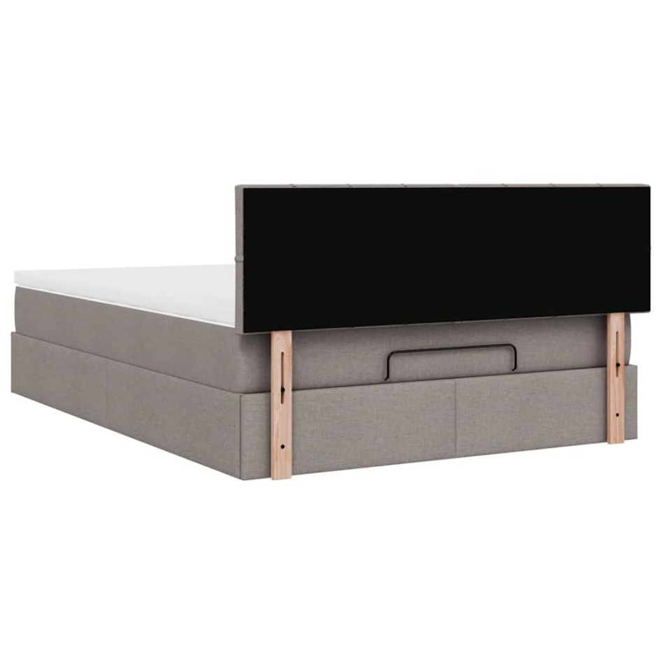 Cama otomana con colchón tela gris pardo 140x200