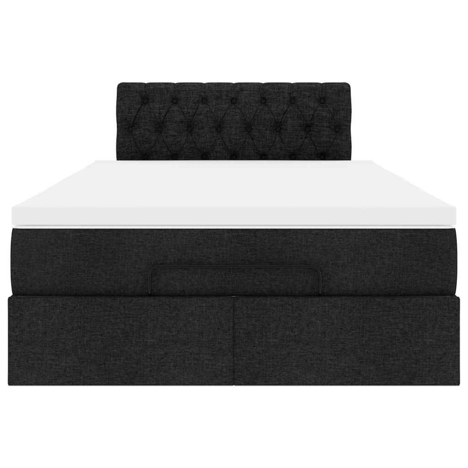 Cama otomana con colchón tela negra 120x200