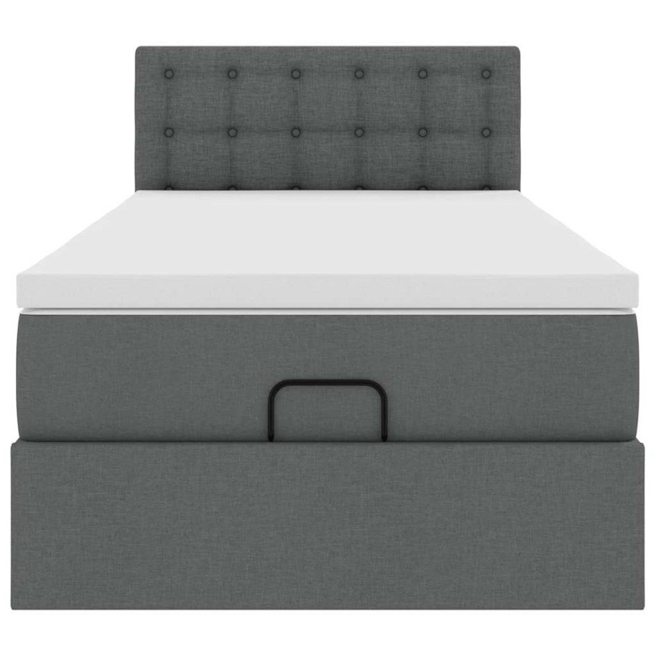 Cama otomana con colchón gris oscuro 90x200 cm