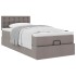 Cama otomana con colchón tela gris pardo 100x200