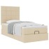 Cama otomana con colchón de tela color crema 100x200