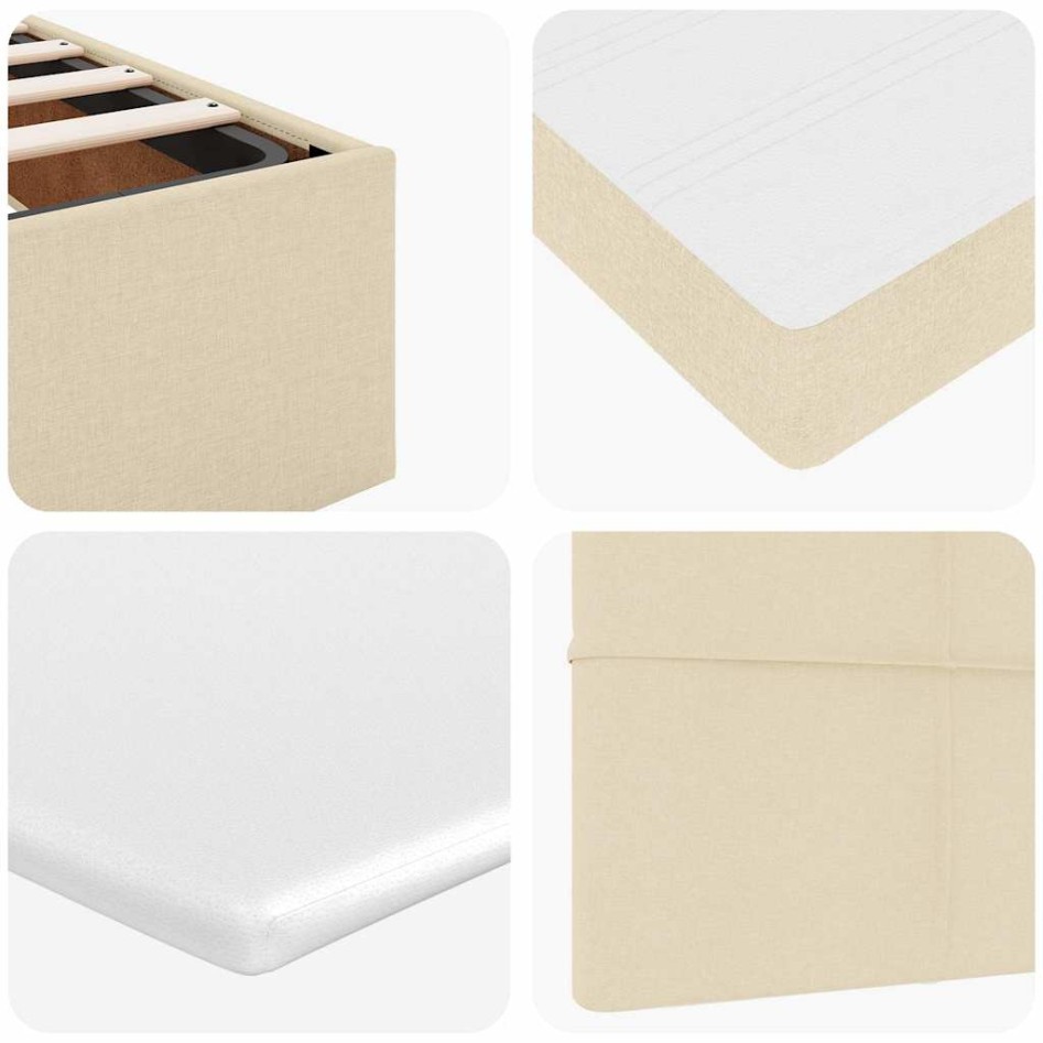 Cama otomana con colchón de tela color crema 100x200