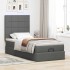 Cama otomana con colchón gris oscuro 90x200 cm