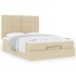 Estructura de cama otomana con colchón tela crema