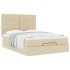 Estructura de cama otomana con colchón tela crema