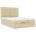 Estructura de cama otomana con colchón tela crema