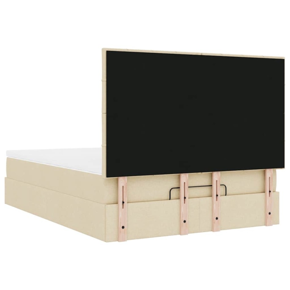 Estructura de cama otomana con colchón tela crema