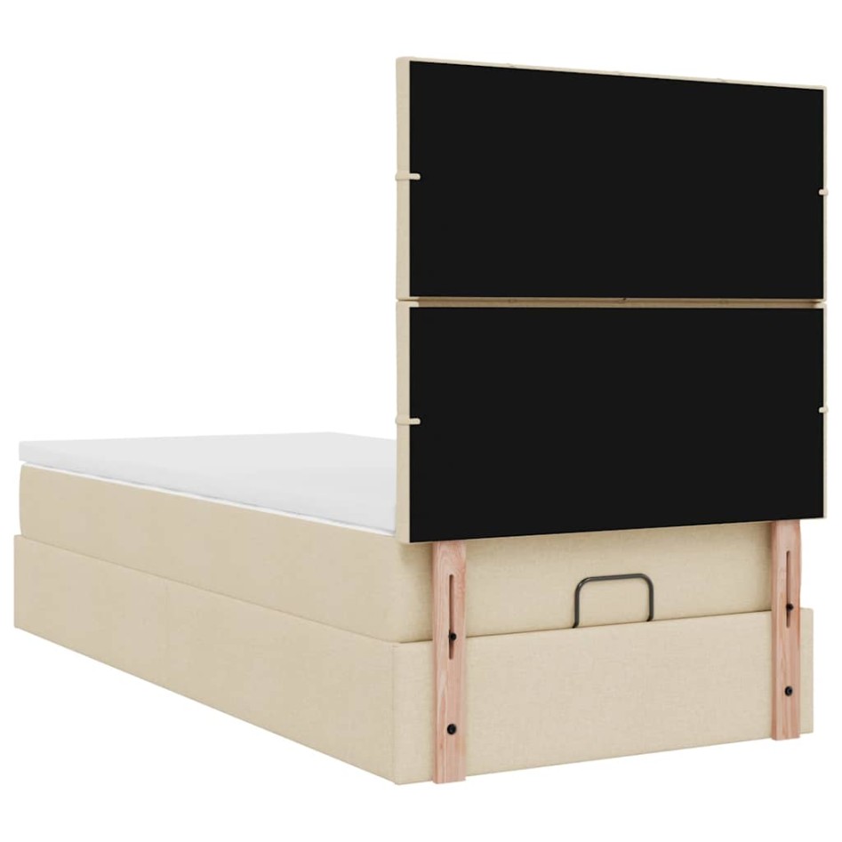 Cama otomana con colchón crema 90x200 cm