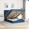 Estructura de cama otomana colchón tela azul pardo 140x200cm