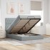 Estructura cama otomana con colchón tela gris claro 140x190