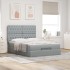 Estructura cama otomana con colchón tela gris claro 140x190