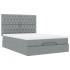 Estructura cama otomana con colchón tela gris claro 140x190