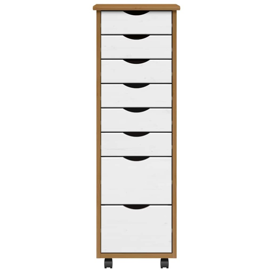 Cajonera con ruedas MOSS madera maciza pino marrón