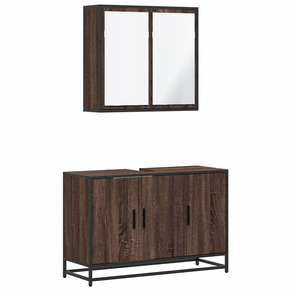 Set de muebles baño 2 pzas madera contrachapada marrón