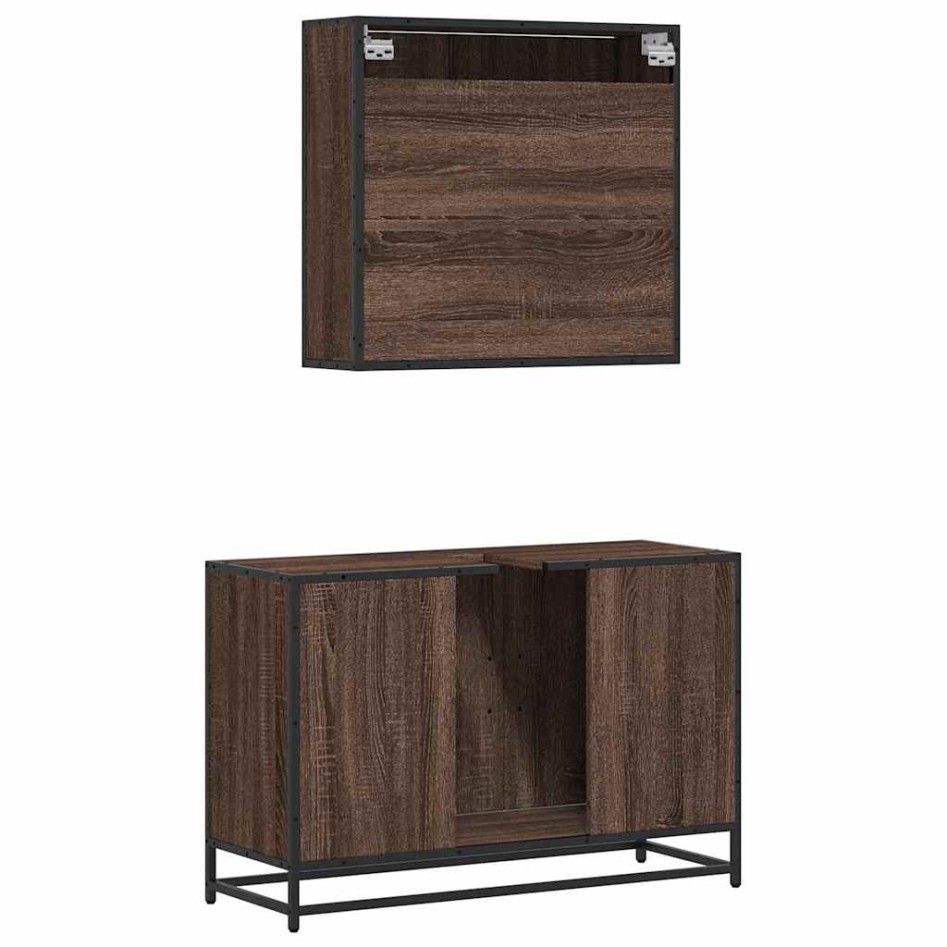 Set de muebles baño 2 pzas madera contrachapada marrón