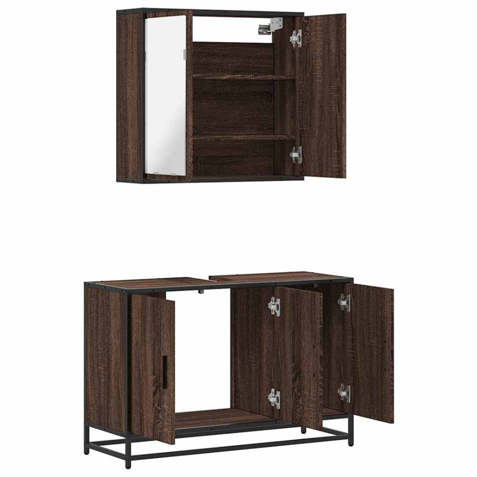 Set de muebles baño 2 pzas madera contrachapada marrón