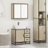 Set de muebles de baño 2 pzas madera contrachapada roble