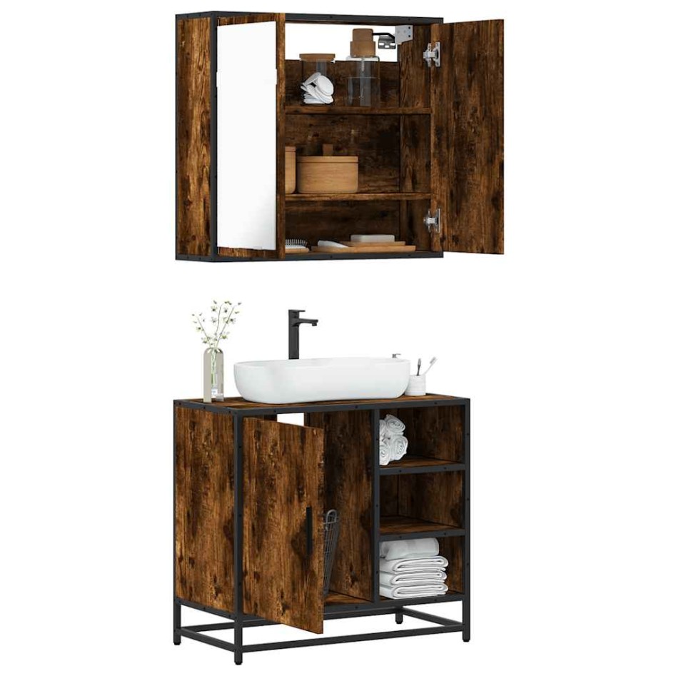 Set de muebles baño 2 pzas madera contrachapada roble