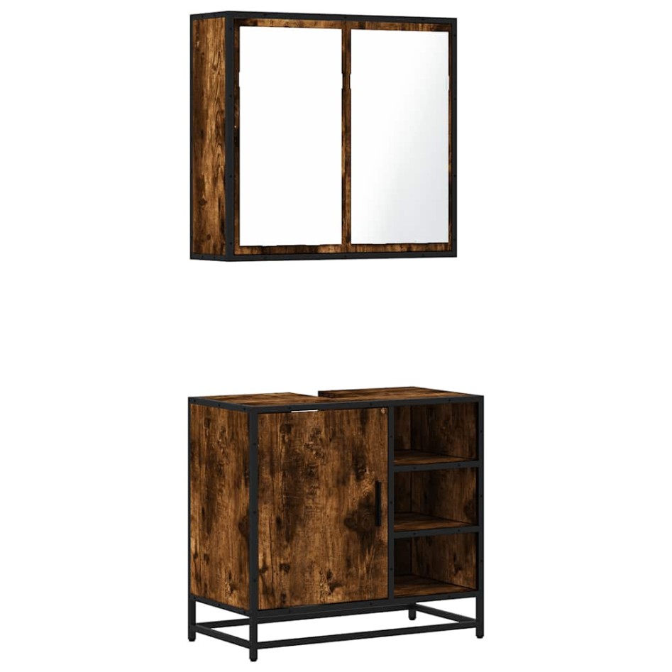 Set de muebles baño 2 pzas madera contrachapada roble