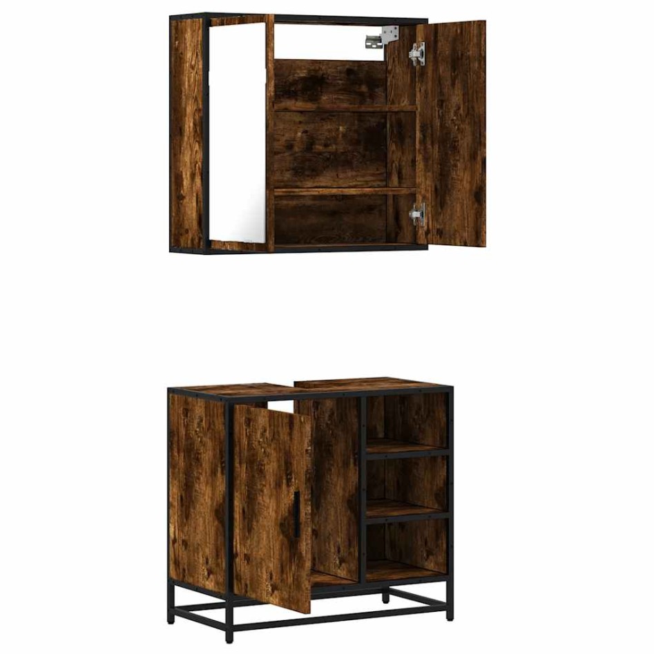 Set de muebles baño 2 pzas madera contrachapada roble