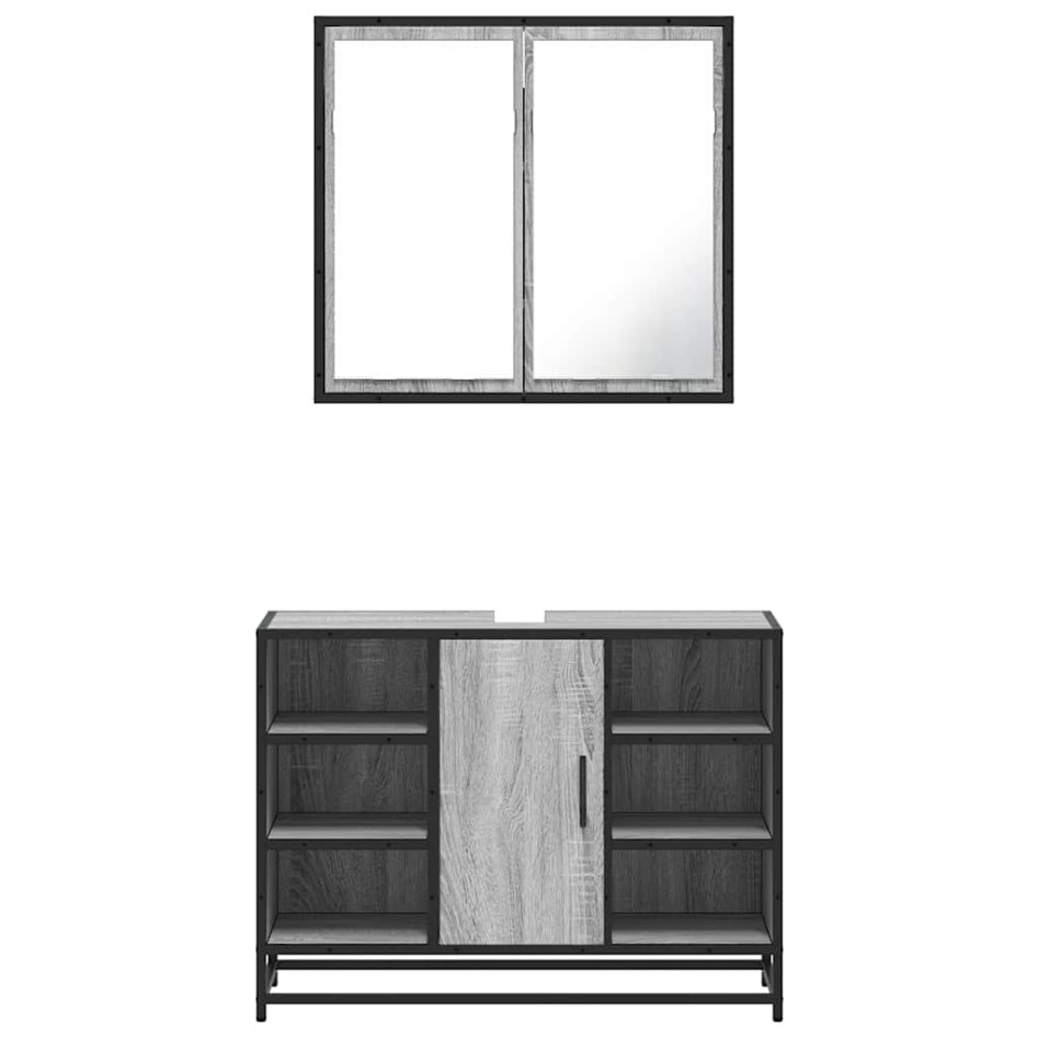 Set de muebles de baño 2 pzas madera contrachapada gris