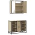 Set de muebles de baño 2 pzas madera contrachapada roble