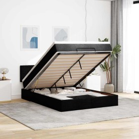 Cama otomana con colchón negra 140x190 cm