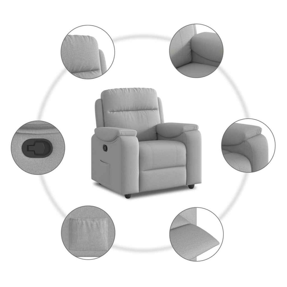Sillón reclinable de tela gris