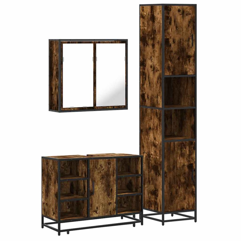 Set de muebles baño 3 pzas madera contrachapada roble