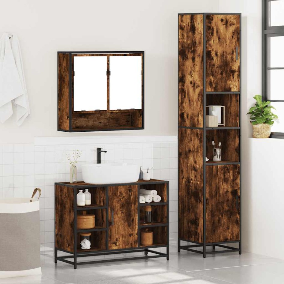 Set de muebles baño 3 pzas madera contrachapada roble