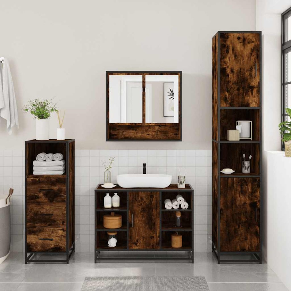 Set de muebles baño 3 pzas madera contrachapada roble