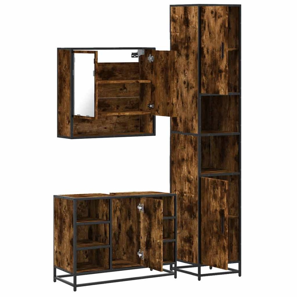 Set de muebles baño 3 pzas madera contrachapada roble