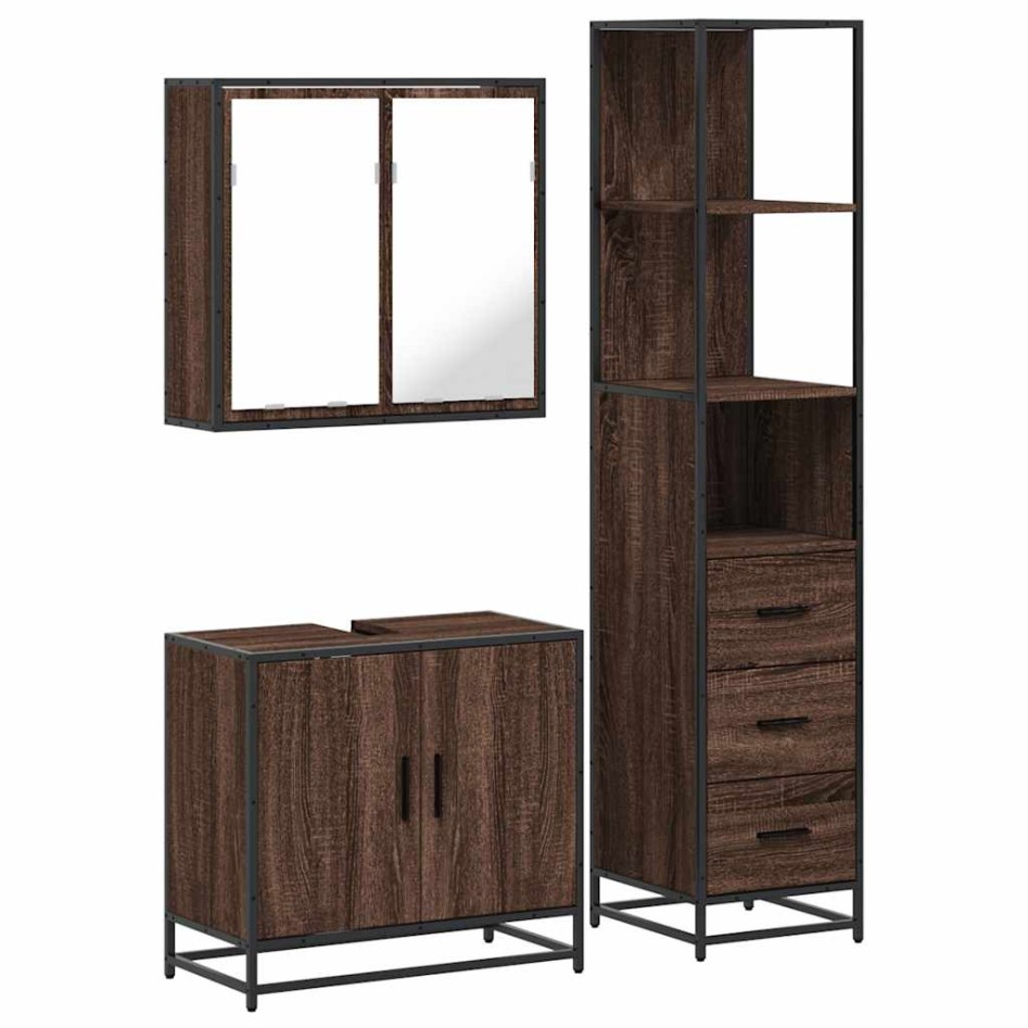 Set de muebles baño 3 pzas madera contrachapada roble