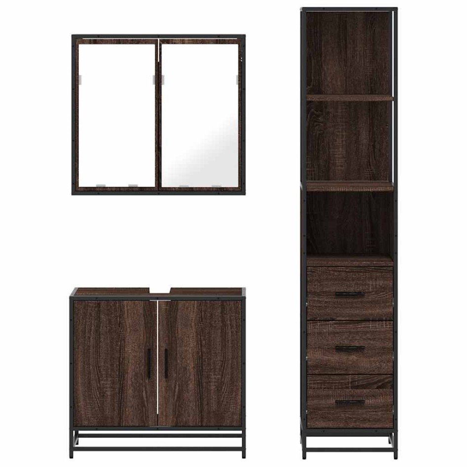 Set de muebles baño 3 pzas madera contrachapada roble