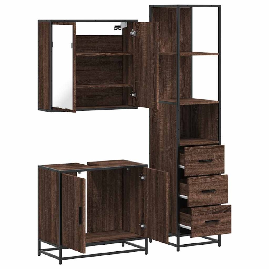 Set de muebles baño 3 pzas madera contrachapada roble