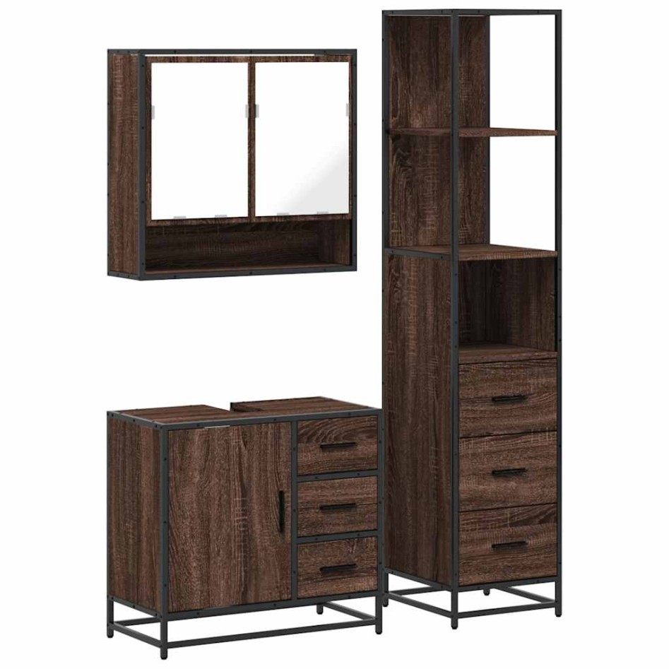 Set de muebles baño 3 pzas madera contrachapada roble