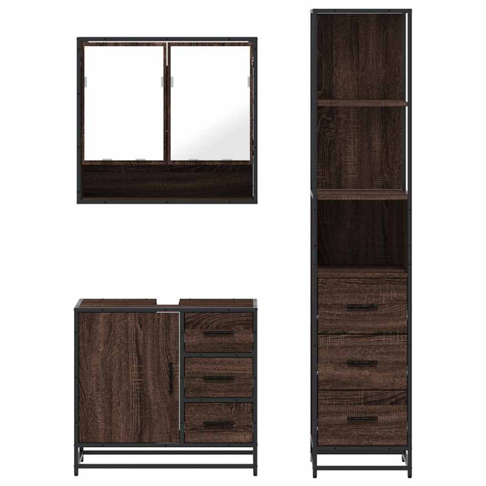 Set de muebles baño 3 pzas madera contrachapada roble