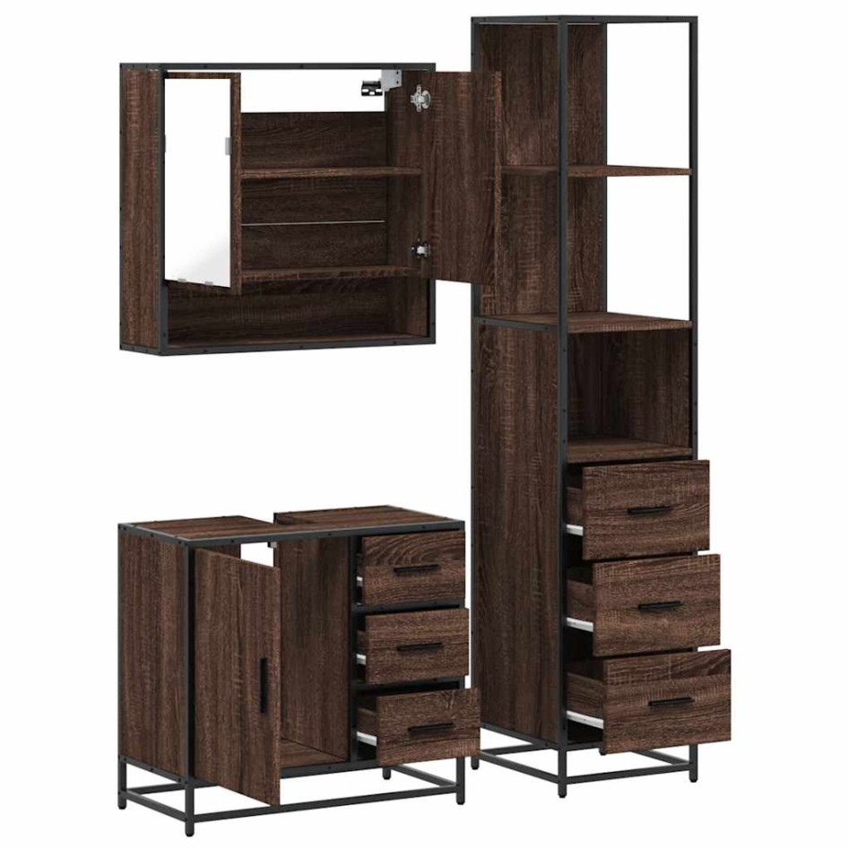 Set de muebles baño 3 pzas madera contrachapada roble