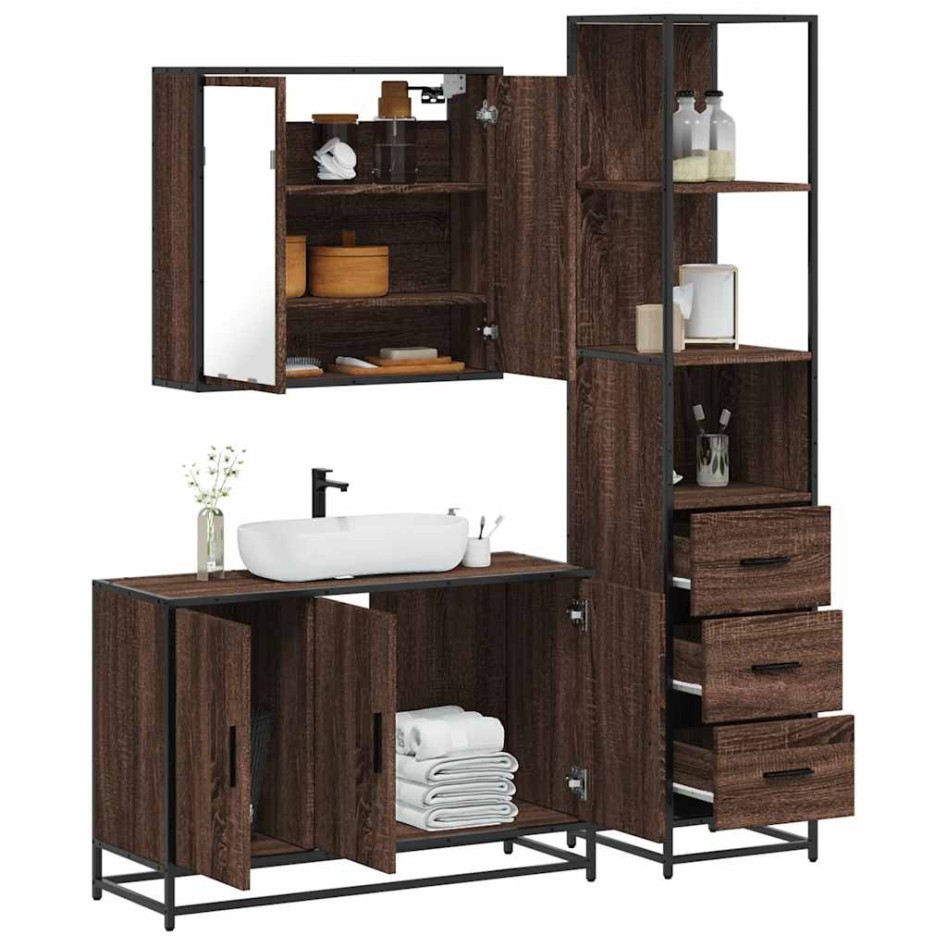 Set de muebles baño 3 pzas madera contrachapada roble