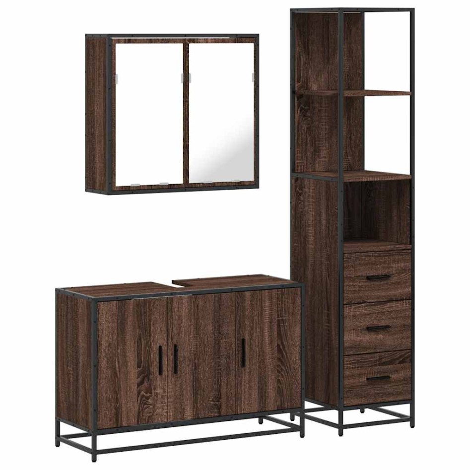 Set de muebles baño 3 pzas madera contrachapada roble