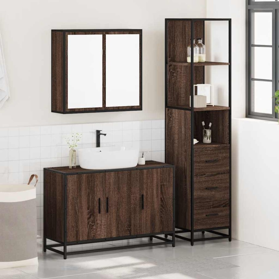 Set de muebles baño 3 pzas madera contrachapada roble