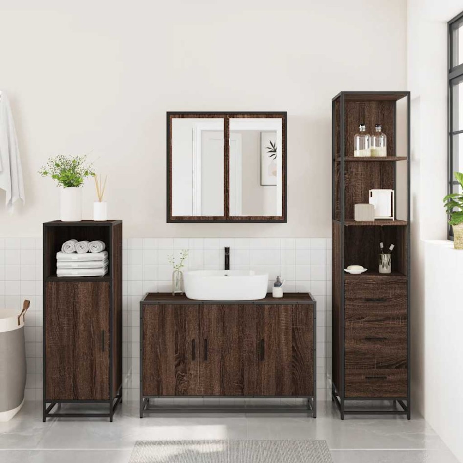 Set de muebles baño 3 pzas madera contrachapada roble
