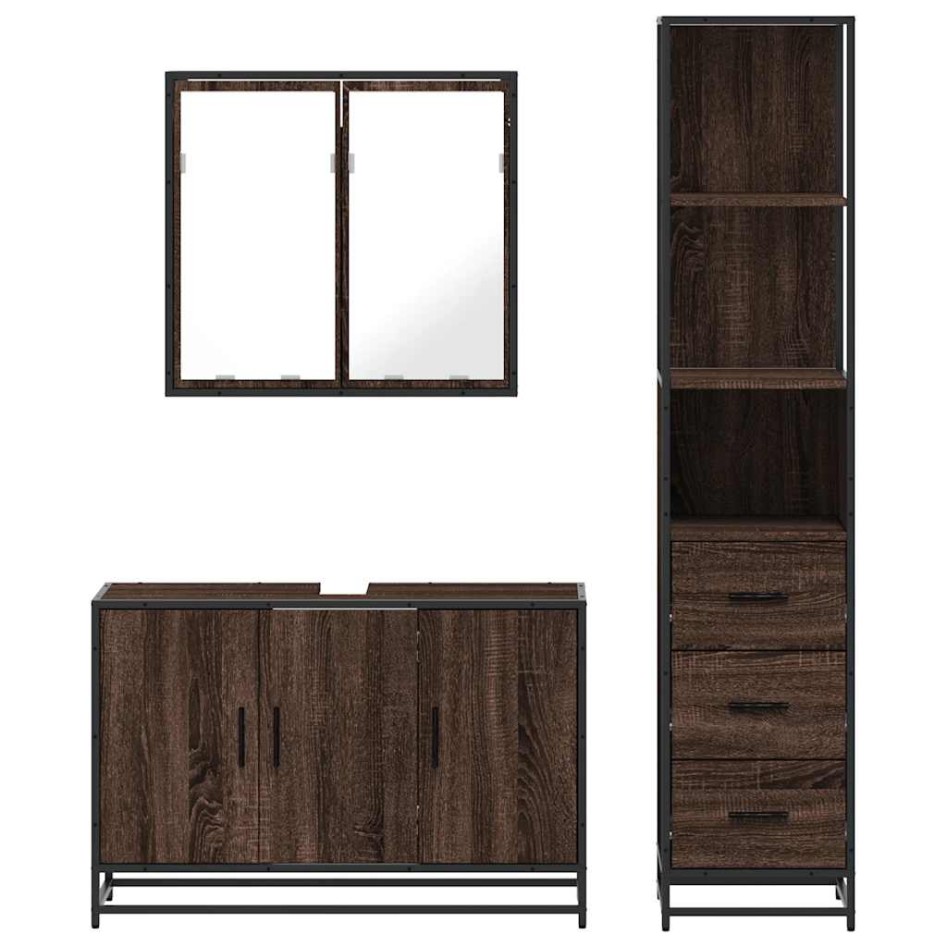 Set de muebles baño 3 pzas madera contrachapada roble
