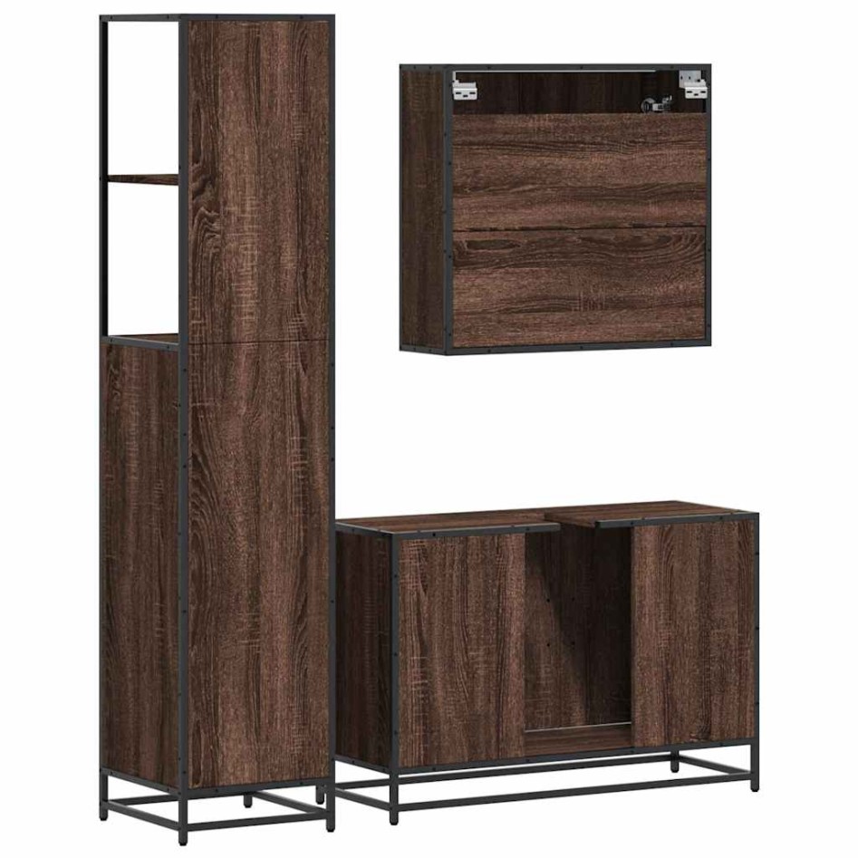 Set de muebles baño 3 pzas madera contrachapada roble