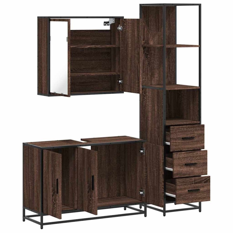 Set de muebles baño 3 pzas madera contrachapada roble
